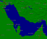 Persischer Golf Städte + Grenzen 800x671